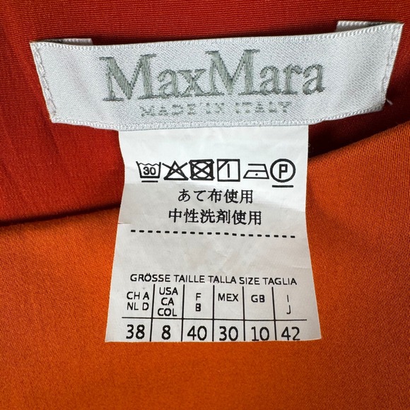 Max Mara Burnt Orange Sheath Dress Womens 8 Gathered Waist Italy Quiet Luxury - Picture 4 of 9